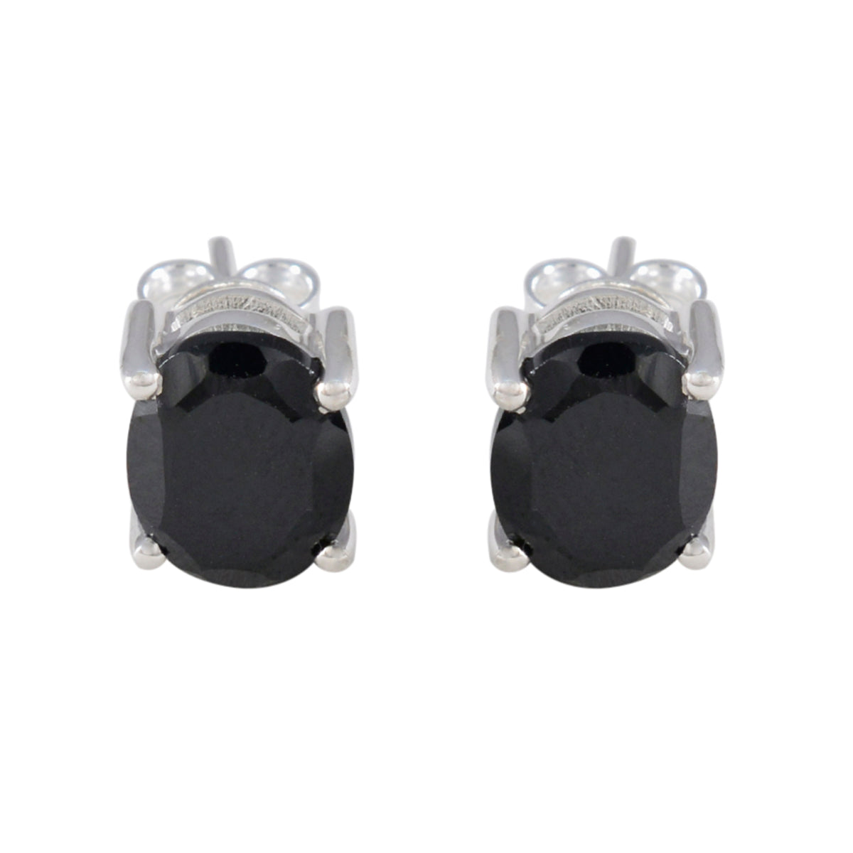Riyo Herrlicher 925er Sterlingsilber-Ohrring für Frau, schwarzer Onyx-Ohrring, Lünettenfassung, schwarzer Ohrring-Ohrstecker