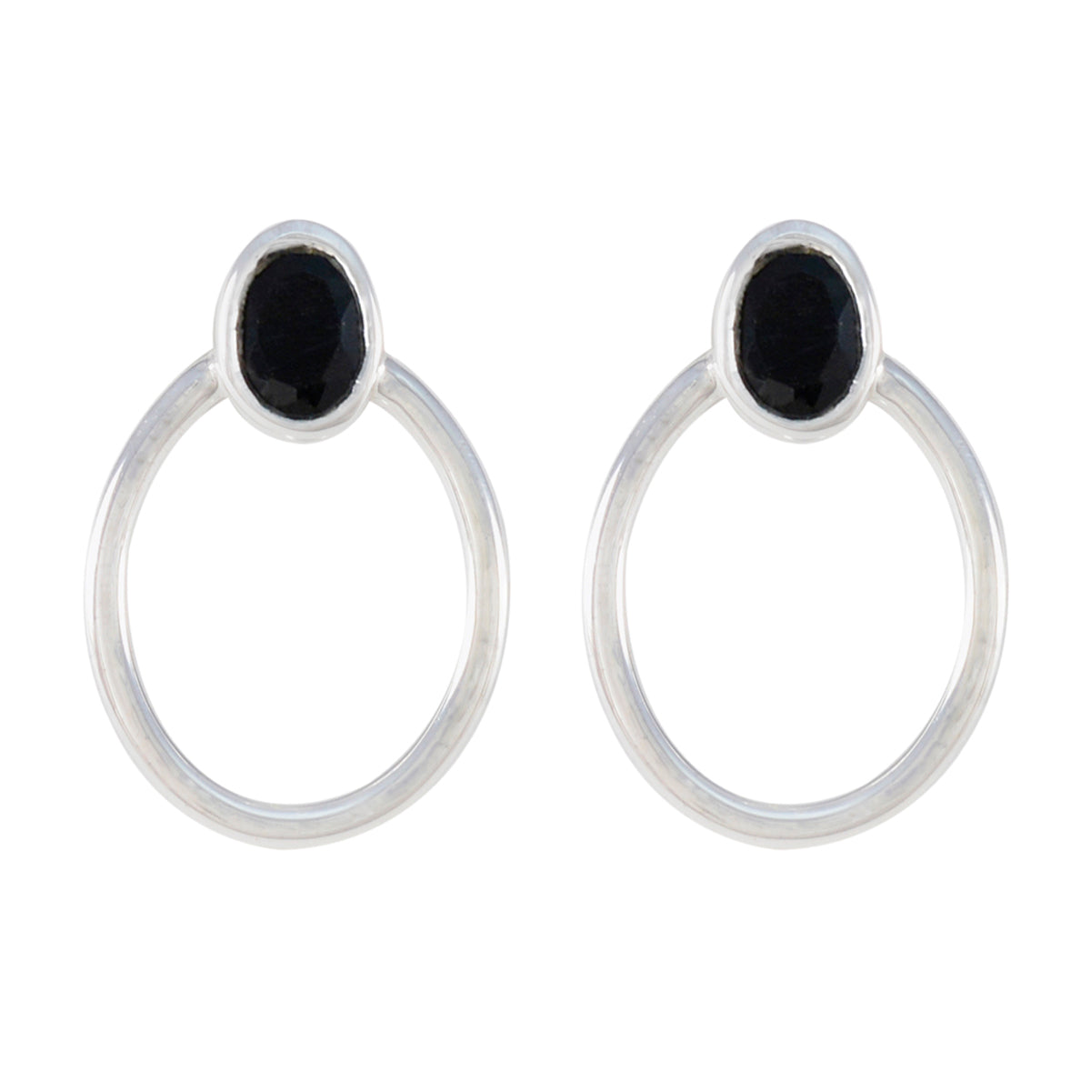 Riyo Cute 925 Sterling Silver Earring For Sister Black Onyx Earring Bezel Setting Black Earring Stud Earring