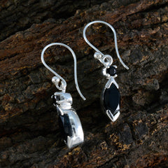 Riyo Beaut 925 Sterling Silber Ohrring für Schwester, schwarzer Onyx-Ohrring, Lünettenfassung, schwarzer Ohrring, baumelnder Ohrring