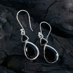 Riyo Charming 925 Sterling Silver Earring For Wife Black Onyx Earring Bezel Setting Black Earring Dangle Earring