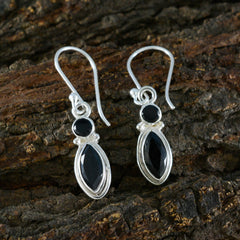 Riyo Beauteous 925 Sterling Silber Ohrring für Damen, schwarzer Onyx-Ohrring, Lünettenfassung, schwarzer Ohrring, baumelnder Ohrring