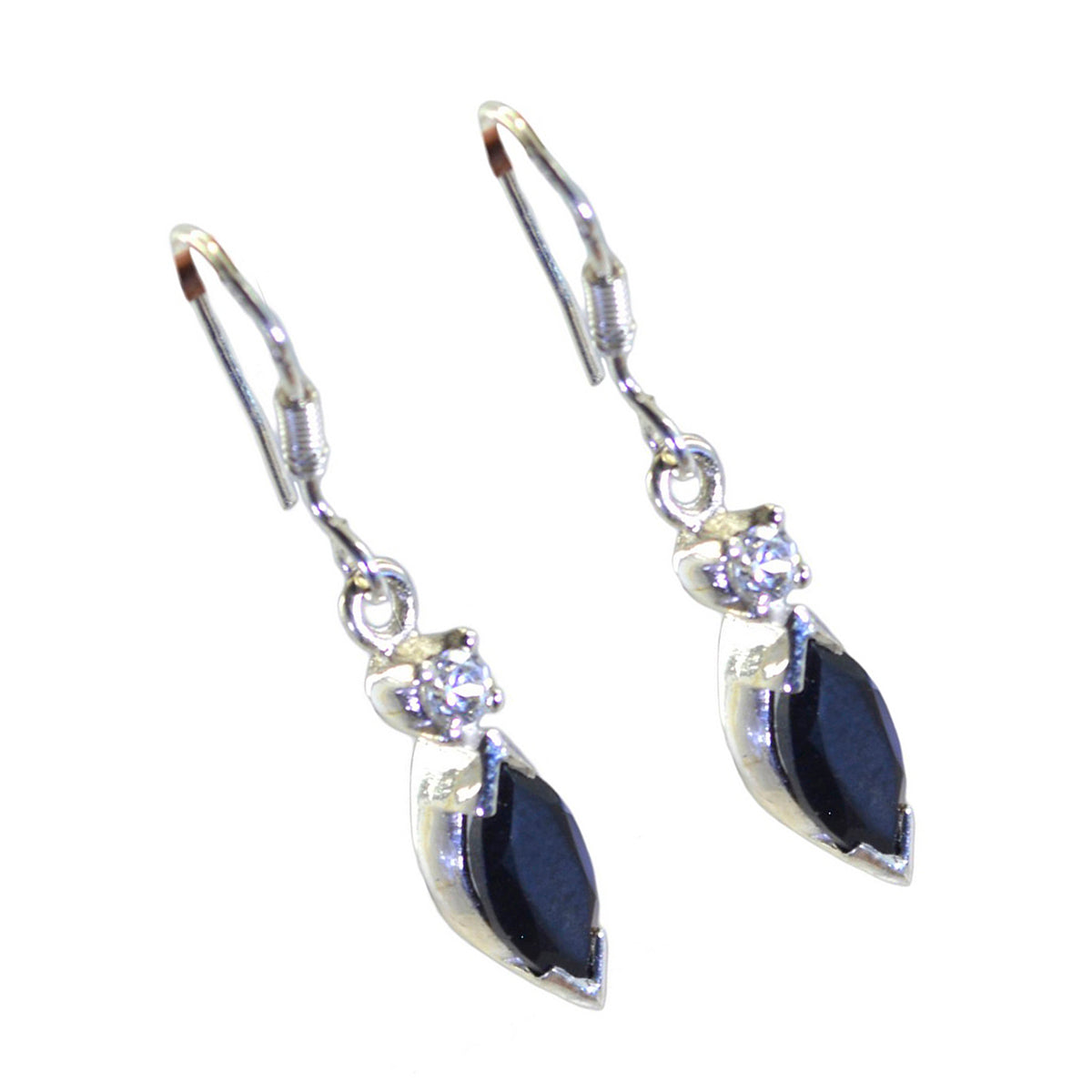 Riyo Winsome Sterling-Silber-Ohrring für Mädchen, schwarzer Onyx-Ohrring, Lünettenfassung, schwarzer Ohrring, baumelnder Ohrring