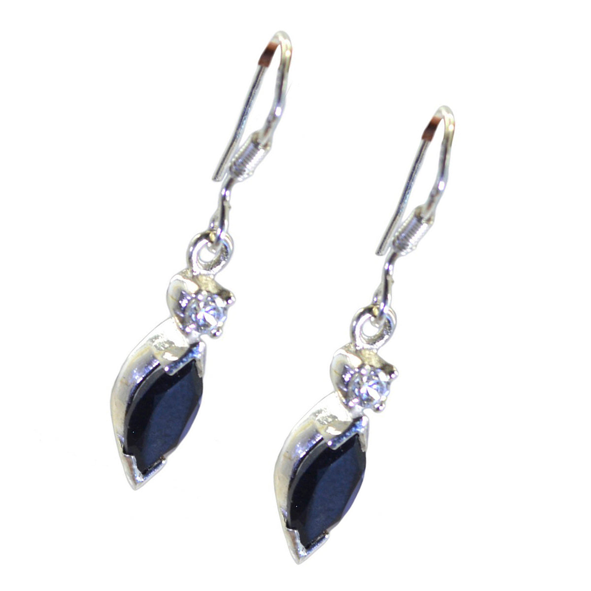 Riyo Winsome Sterling-Silber-Ohrring für Mädchen, schwarzer Onyx-Ohrring, Lünettenfassung, schwarzer Ohrring, baumelnder Ohrring