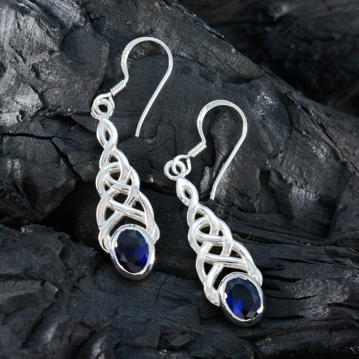 riyo accattivante orecchino in argento sterling 925 per la moglie blu zaffiro cz orecchino con castone orecchino blu orecchino pendente