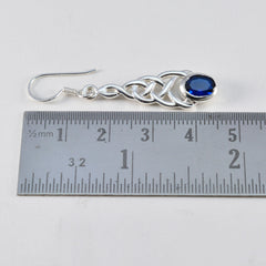 riyo accattivante orecchino in argento sterling 925 per la moglie blu zaffiro cz orecchino con castone orecchino blu orecchino pendente