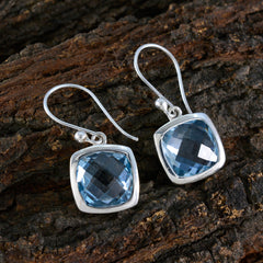 riyo squisito orecchino in argento sterling per la moglie orecchino con topazio blu con castone orecchino blu orecchino pendente