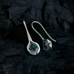 Riyo Spunky Sterling zilveren oorbel voor dames Blue Topaz Earring Bezel Setting Blue Earring Dangle Earring