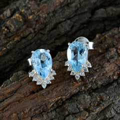 RIYO привлекательные серьги из стерлингового серебра 925 пробы для сестры, серьги с синим топазом, безель, синяя серьга-гвоздик