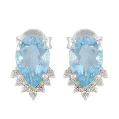 riyo tilltalande 925 sterling silver örhänge för syster blå topas örhänge infattning blå örhänge örhänge