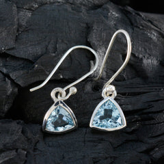 Riyo Charmante Sterling zilveren oorbel voor jonkvrouw Blauwe Topaas Oorbel Bezel Setting Blauwe oorbel Dangle Earring