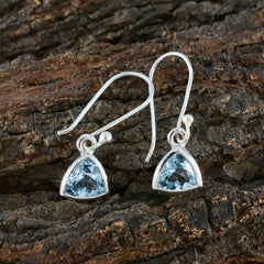 Riyo Charming Sterling Silver Earring For Damsel Blue Topaz Earring Bezel Setting Blue Earring Dangle Earring