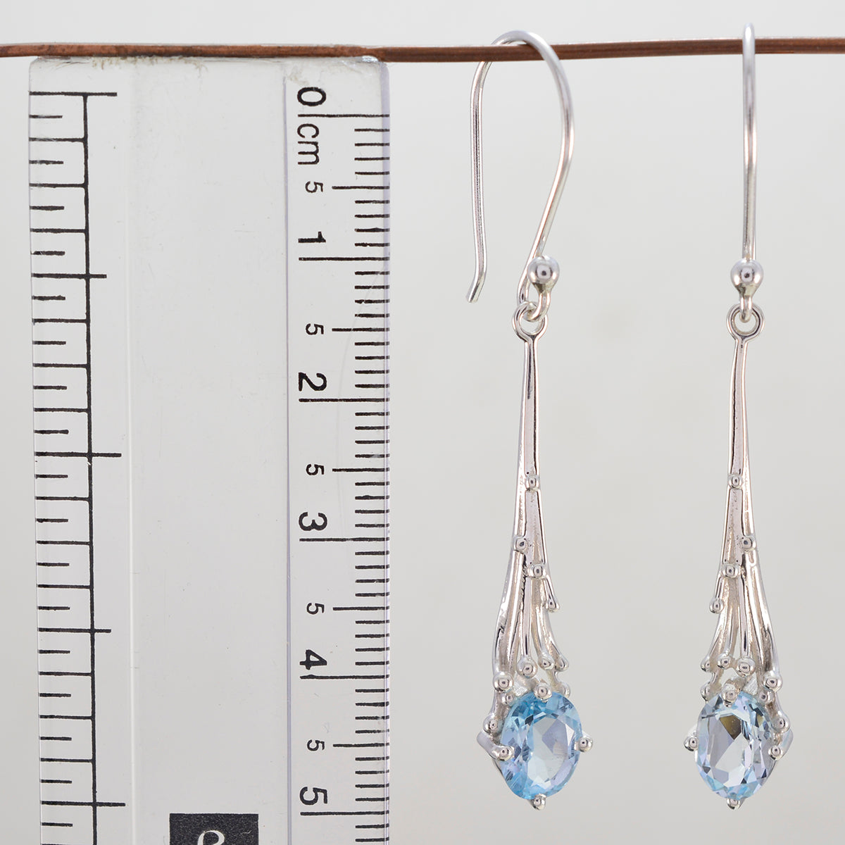 Riyo Mooie 925 Sterling Zilveren Oorbel Voor Lady Blue Topaz Earring Bezel Setting Blue Earring Dangle Earring