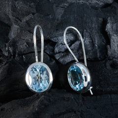 Riyo Beddable Sterling zilveren oorbel voor dame Blue Topaz Earring Bezel Setting Blue Earring Dangle Earring