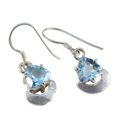 Riyo Exquisite 925 Sterling Silver Earring For Demoiselle Blue Topaz Earring Bezel Setting Blue Earring Dangle Earring