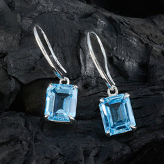 riyo beaut orecchino in argento sterling 925 per demoiselle topazio azzurro orecchino con castone orecchino blu orecchino pendente