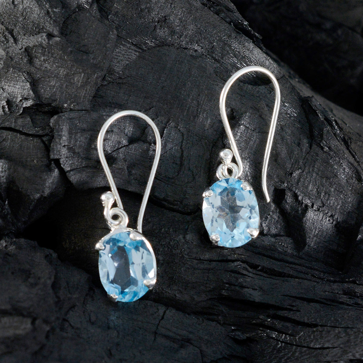 riyo estetiska 925 sterling silver örhänge för syster blå topas örhänge infattning blå örhänge dingla örhänge