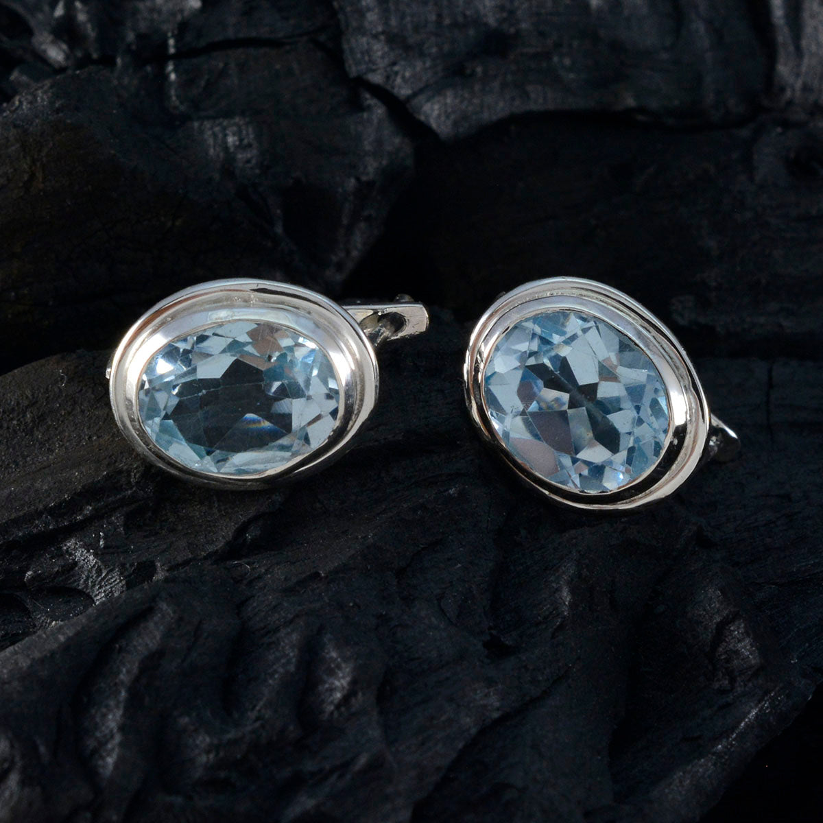riyo graciösa 925 sterling silver örhänge för fru blå topas örhänge infattning blå örhänge örhänge