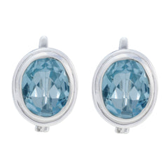 Riyo Graceful 925 Sterling Silber Ohrring für Frau Blauer Topas Ohrring Lünette Fassung Blauer Ohrring Ohrstecker