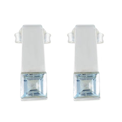 Riyo Prachtige 925 Sterling Zilveren Oorbel Voor Vrouwen Blue Topaz Earring Bezel Setting Blue Earring Stud Earring