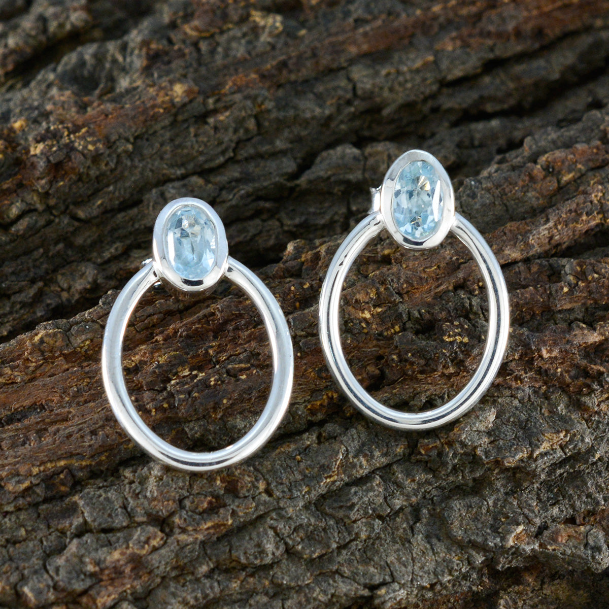 orecchino in argento sterling riyo foxy per la moglie orecchino con topazio blu con castone orecchino blu orecchino a perno