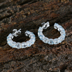Riyo Beaut 925 sterling zilveren oorbel voor vrouw Blue Topaz Earring Bezel Setting Blue Earring Stud Earring