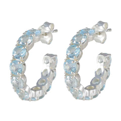 Riyo Beaut 925 sterling zilveren oorbel voor vrouw Blue Topaz Earring Bezel Setting Blue Earring Stud Earring