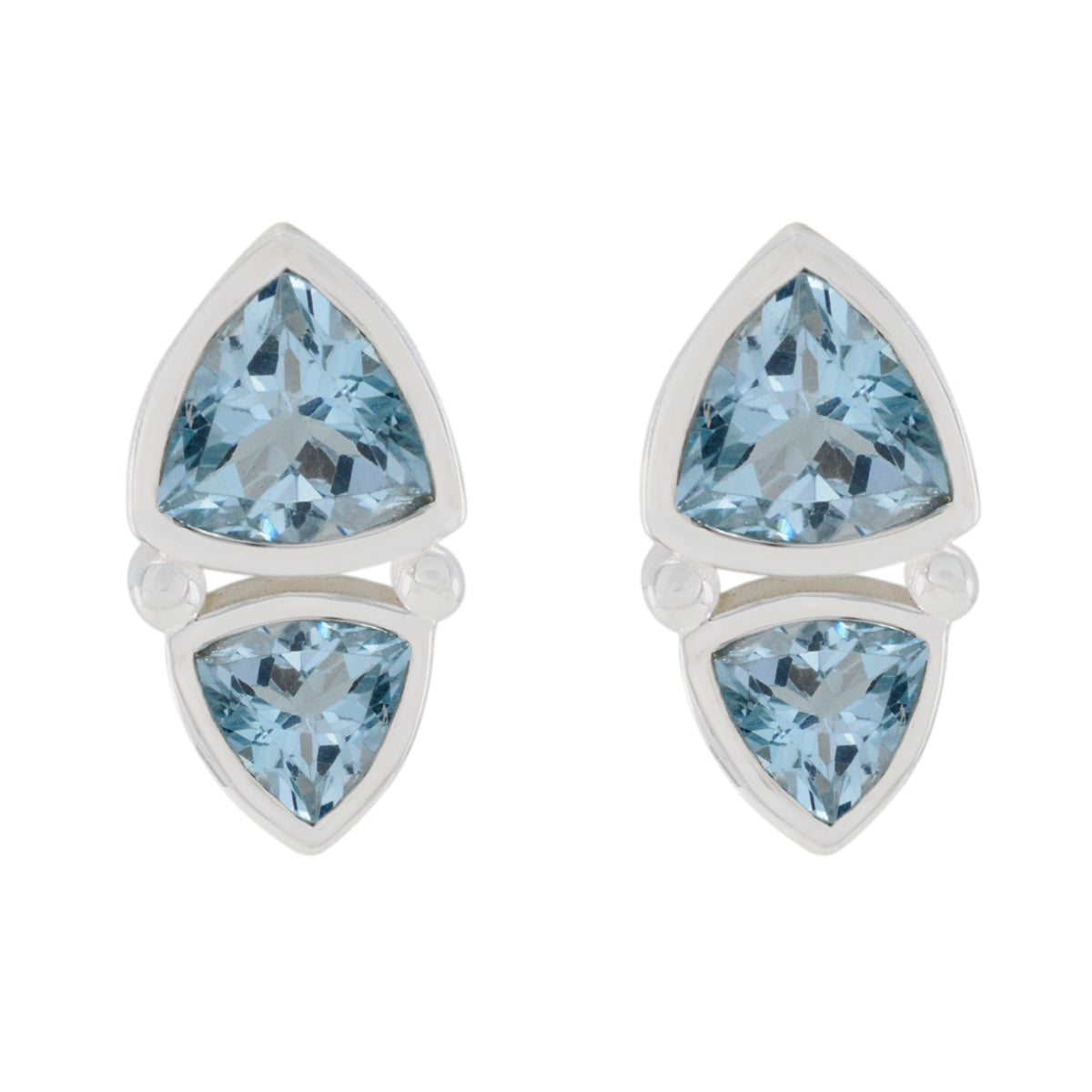 Riyo Glamorous Sterling Silver Earring For Lady Blue Topaz Earring Bezel Setting Blue Earring Stud Earring