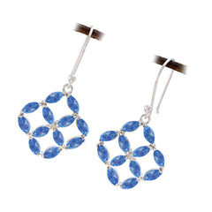 Riyo Foxy 925 Sterling Silver Earring For Damsel Blue Topaz Earring Bezel Setting Blue Earring Dangle Earring