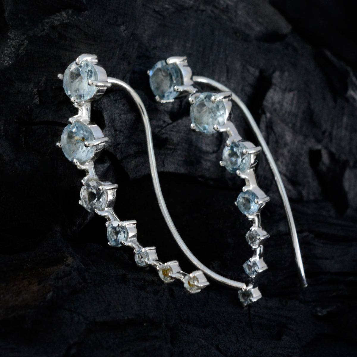 riyo fascinerande 925 sterling silver örhänge för dam blå topas örhänge infattning blå örhänge örhänge örhänge