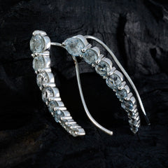 Riyo Smakelijke 925 Sterling Zilveren Oorbel Voor Zus Blue Topaz Earring Bezel Setting Blue Earring Ear Cuff Earring