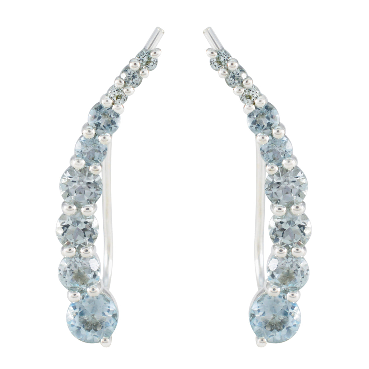 Riyo Tasty 925 Sterling Silver Earring For Sister Blue Topaz Earring Bezel Setting Blue Earring Ear Cuff Earring