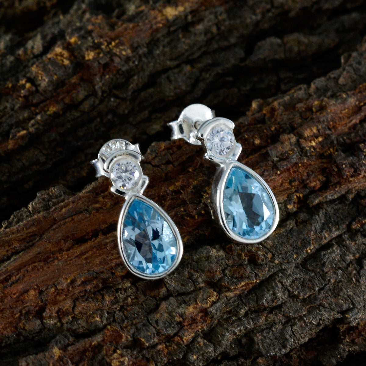 riyo spunky 925 sterling silver örhänge för damsel blå topas örhänge infattning blå örhänge örhänge