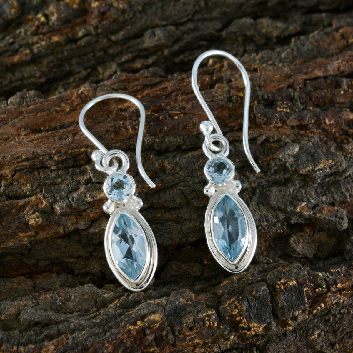 riyo gradevole orecchino in argento sterling per la sorella orecchino con topazio blu con castone orecchino blu orecchino pendente