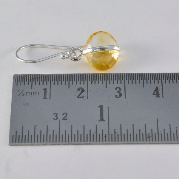 Riyo Fanciable Sterling Silver Earring For Girl Citrine Earring Bezel Setting Yellow Earring Dangle Earring