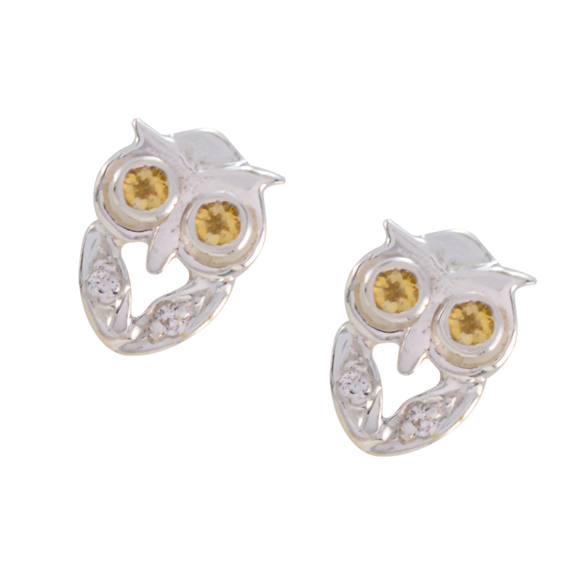 Riyo Sightly 925 Sterling Silber Ohrring für Damen Citrin Ohrring Lünette Fassung gelb Ohrring Ohrstecker