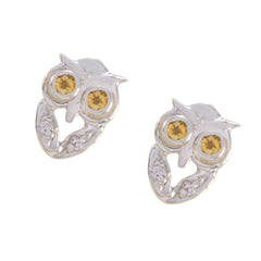 Riyo Sightly 925 Sterling Silber Ohrring für Damen Citrin Ohrring Lünette Fassung gelb Ohrring Ohrstecker