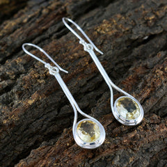 Riyo Beddable Sterling Zilveren Oorbel Voor Demoiselle Citrien Oorbel Bezel Setting Gele Oorbel Dangle Earring