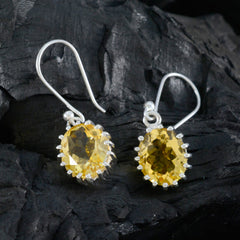 Riyo – boucle d'oreille décorative en argent sterling pour dame, citrine, réglage de la lunette, boucle d'oreille jaune pendante