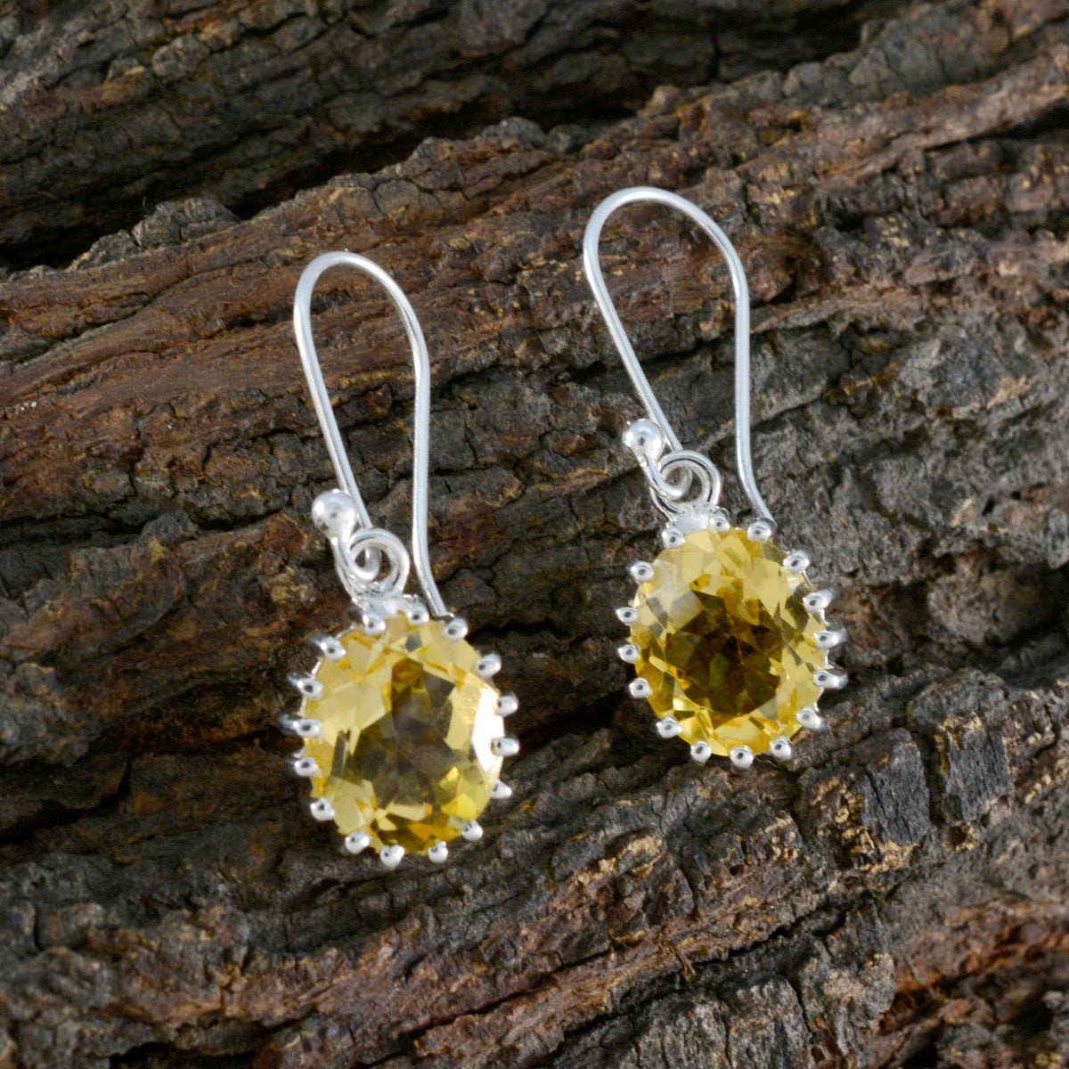 riyo orecchino decorativo in argento sterling per signora orecchino citrino con castone orecchino giallo orecchino pendente