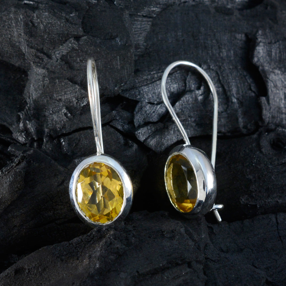 riyo facile da vedere orecchino in argento sterling 925 per demoiselle orecchino citrino con castone orecchino giallo orecchino pendente