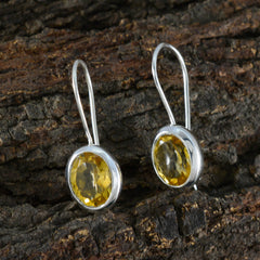 Riyo Easy On The Eye 925 Sterling Silver Earring For Demoiselle Citrine Earring Bezel Setting Yellow Earring Dangle Earring