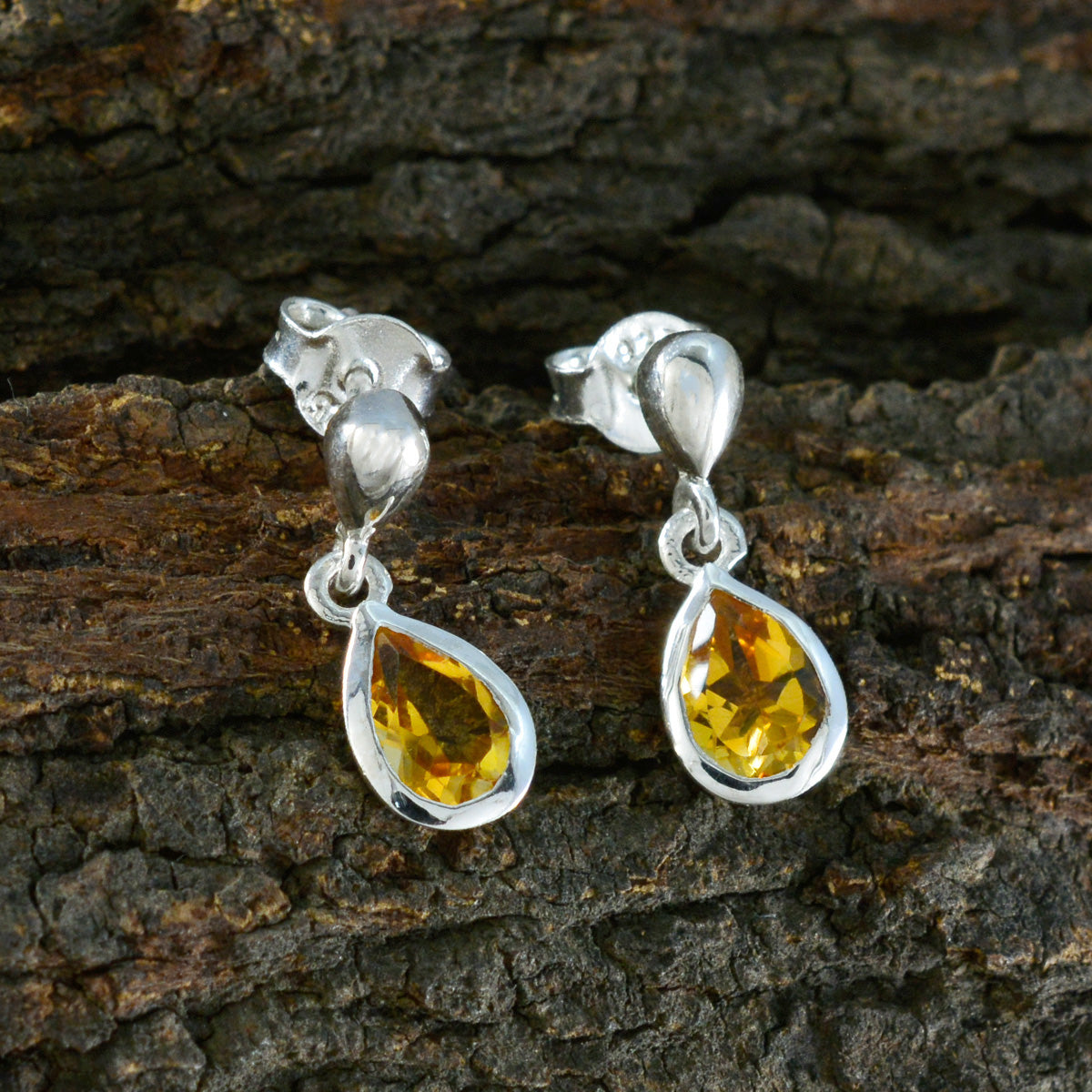 riyo irresistibili orecchini in argento sterling per signora orecchino citrino con castone orecchino giallo orecchino a perno