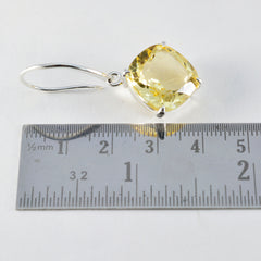 Riyo Knappe 925 Sterling Zilveren Oorbel Voor Dame Citrien Oorbel Bezel Setting Gele Oorbel Dangle Earring