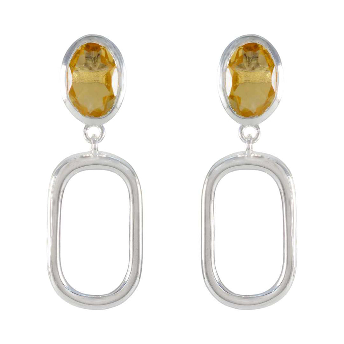 Riyo Lovely 925 Sterling Silver Earring For Sister Citrine Earring Bezel Setting Yellow Earring Stud Earring