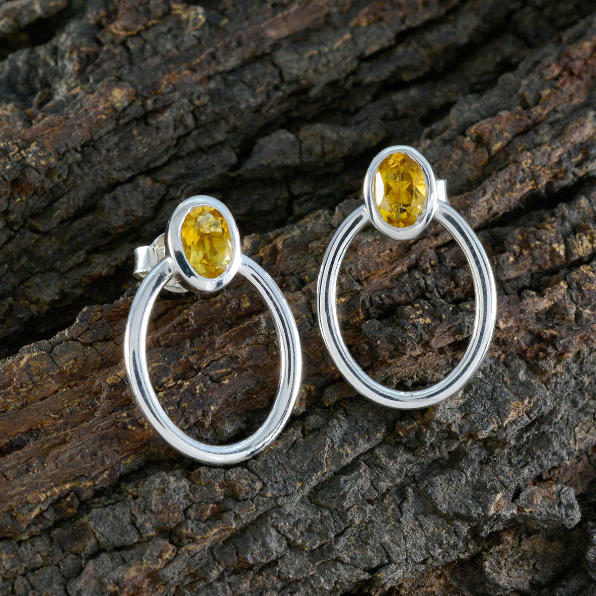 riyo beaut orecchino in argento sterling 925 per le donne orecchino citrino con castone orecchino giallo orecchino a perno