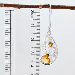 Riyo Magnificent Sterling Silver Earring For Lady Citrine Earring Bezel Setting Yellow Earring Dangle Earring