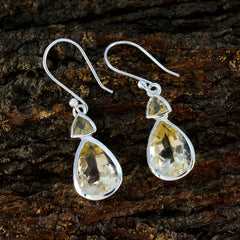 Riyo Delightful Sterling Silver Earring For Women Citrine Earring Bezel Setting Yellow Earring Dangle Earring