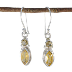 Riyo Fair 925 Sterling Silver Earring For Wife Citrine Earring Bezel Setting Yellow Earring Dangle Earring