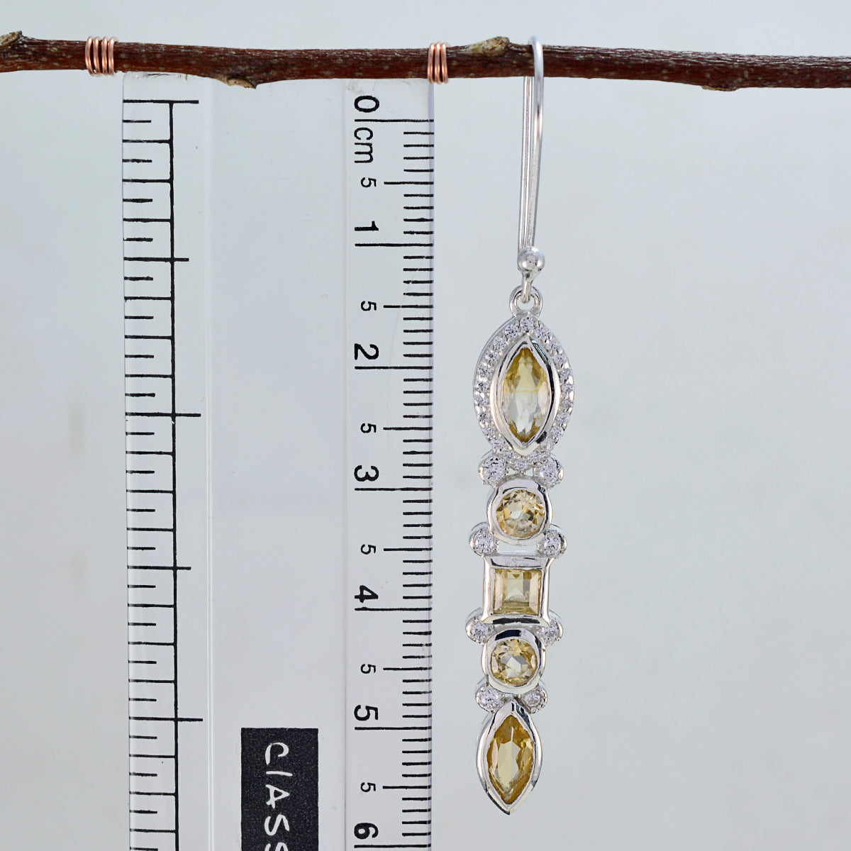 riyo oemotståndligt 925 sterling silver örhänge för kvinnlig citrin örhänge infattning gul örhänge dingel örhänge