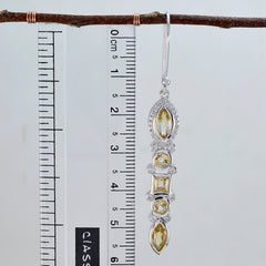 Riyo Onweerstaanbare 925 Sterling Zilveren Oorbel Voor Vrouwelijke Citrien Oorbel Bezel Setting Gele Oorbel Dangle Earring